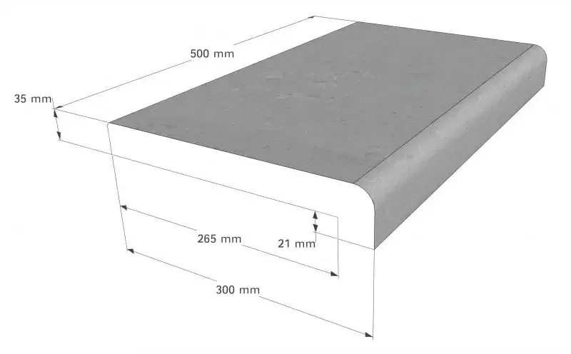Rustica Athen coping stone set – concrete coping stone, grey finish, rounded edges